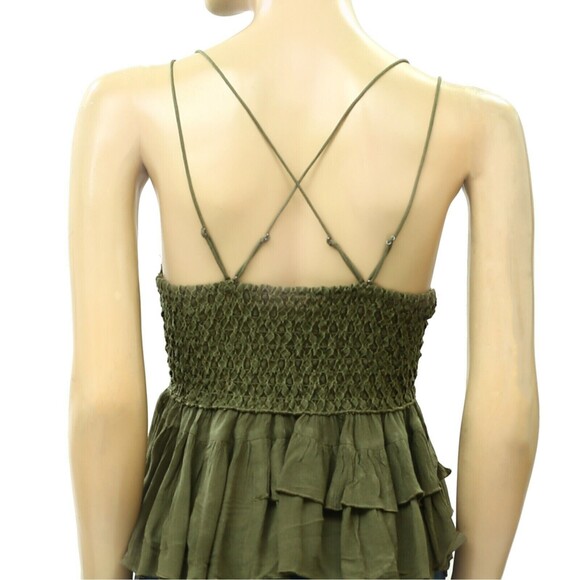 Intimately Free People Adella Cami Blouse Top Crochet Lace Flowy Green M 283438 - Picture 10 of 11